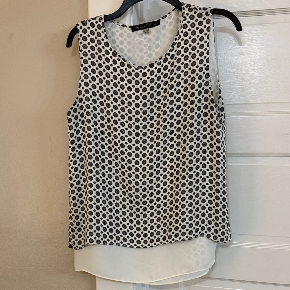 Rose & Olive Black and White Polka Dot Blouse Sz Small